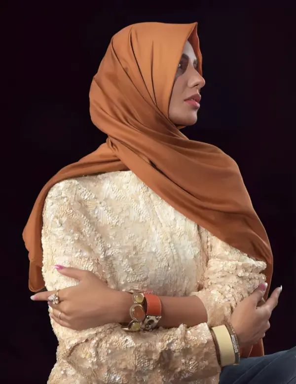 Bronze Satin Silk Hijab/Stoler