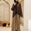 Front Open Abaya in Brown & Beige