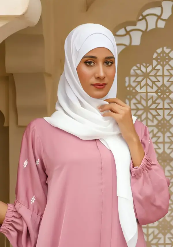 Front Open Pink Abaya