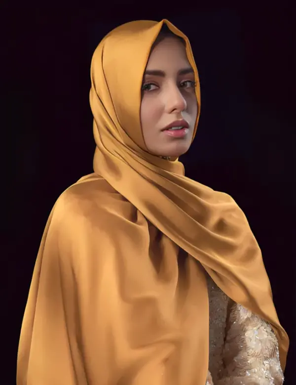 Golden Satin Silk Hijab/Stoler