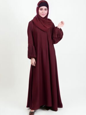Maroon Fancy Sleeve Abaya