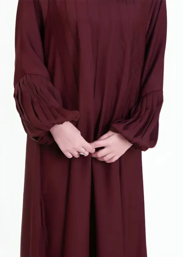 Maroon Fancy Sleeve Abaya - Sleeves View