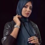 Navy Satin Silk Hijab/Stoler