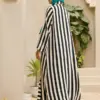 Silk Front Open Zebra Striped Abaya - Back View