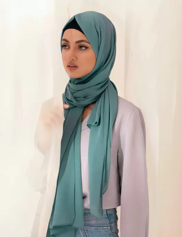 Teal Blue Georgette Hijab Scarf