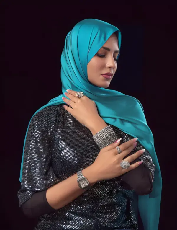 Teal Blue Satin Silk Hijab/Stoler
