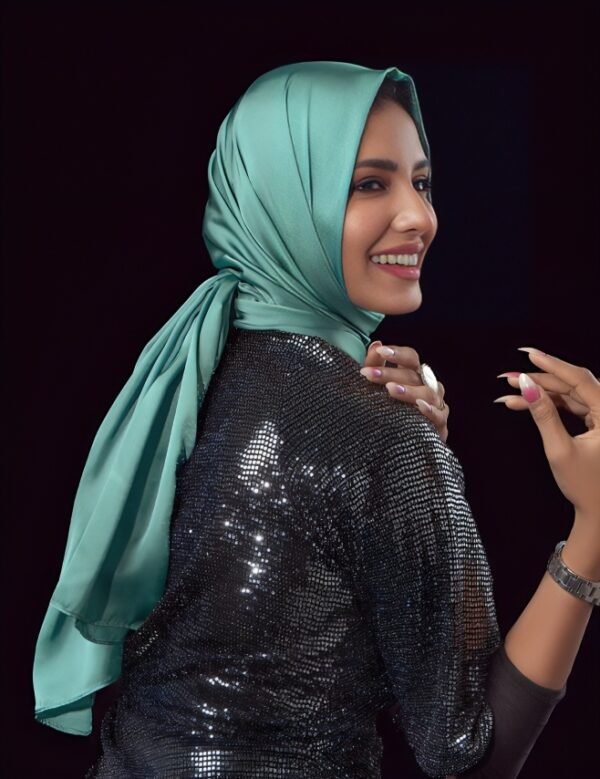 Turquoise Satin Silk Hijab/Stoler