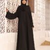 Black Front Open Handwork Abaya