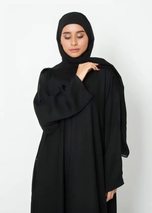 Classic Black Front Open Abaya