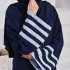 Navy Blue Front Open Double Georgette Abaya